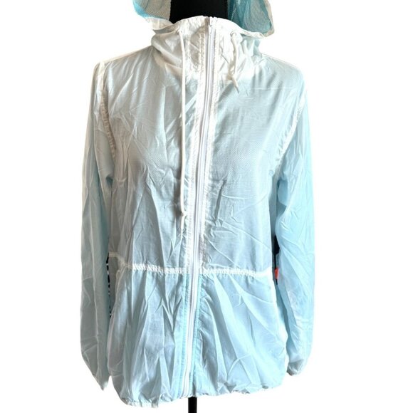 NWT Zine S White Hooded Mesh Windbreaker Jacket Athleisure Sports Tennis - Picture 1 of 15